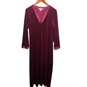Oscar de la Renta Pink Label Burgundy Velour Lounge Dress Nightgown S/M